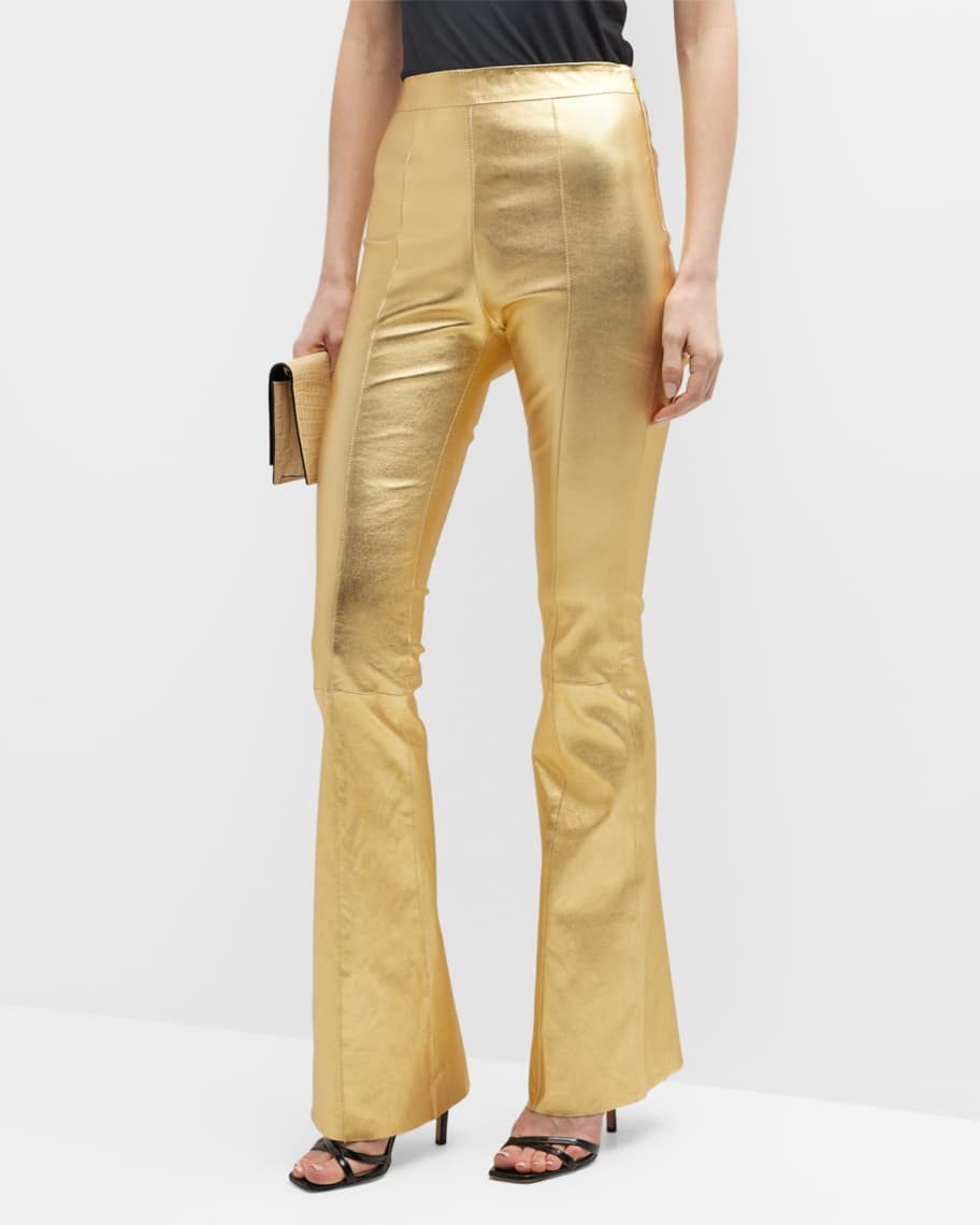 Leather 5 Pocket Micro Flare in Metallic Silver by SPRWMN