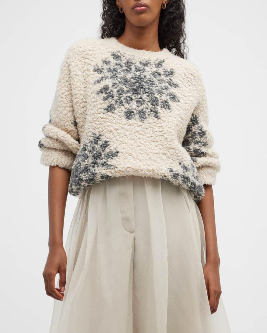 Brunello Cucinelli Snowflake Cashmere Boucle Sweater | Neiman Marcus
