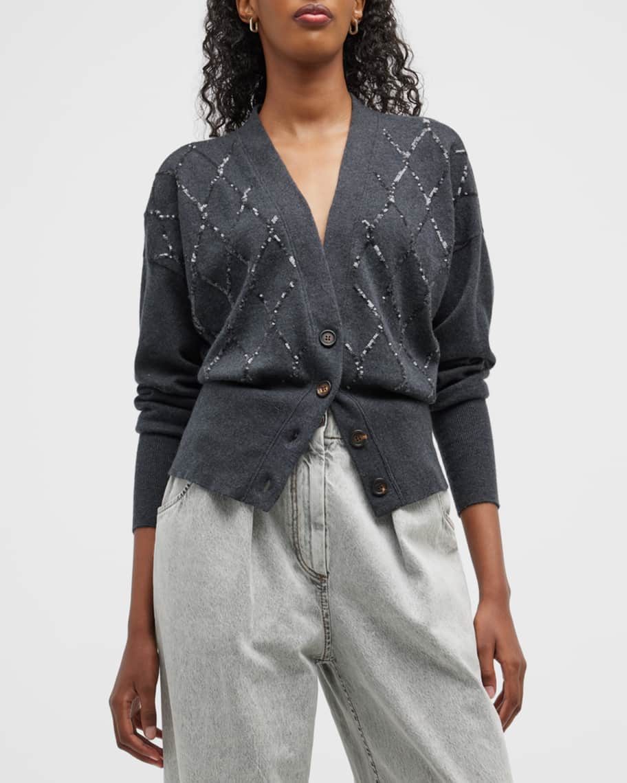Brunello Cucinelli Cashmere Cardigan With Paillette Embellishments