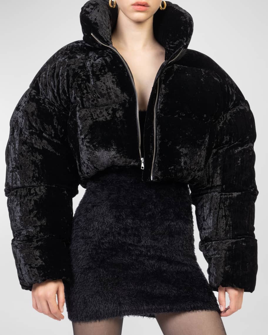 Cropped velvet puffer jacket on sale