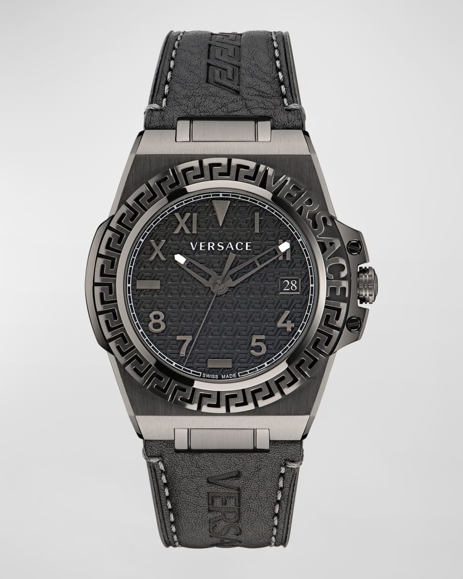 Versace Men's Greca Reaction Leather Watch, 44mm | Neiman Marcus