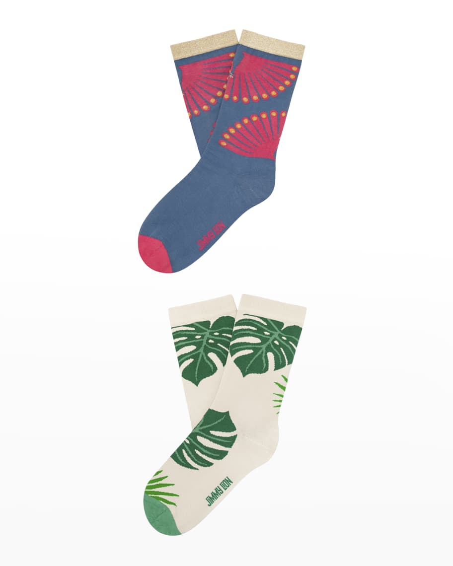 JIMMY LION Peacock & Jungle Quarter Socks Pack | Neiman Marcus
