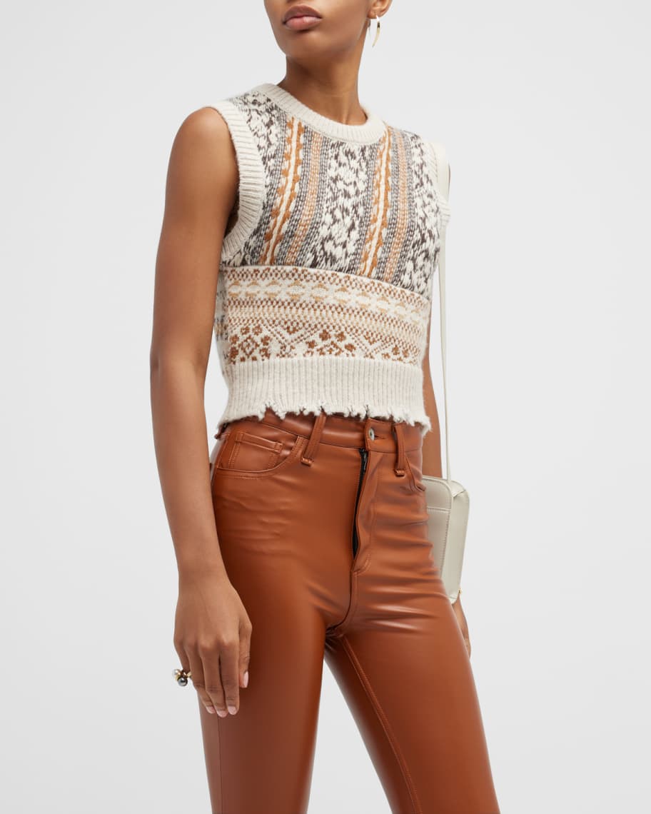 トップス RAG & BONE Beige Hollis Vest Rag & Bone Hollis Cropped Patchwork Sweater Vest | Neiman Marcus