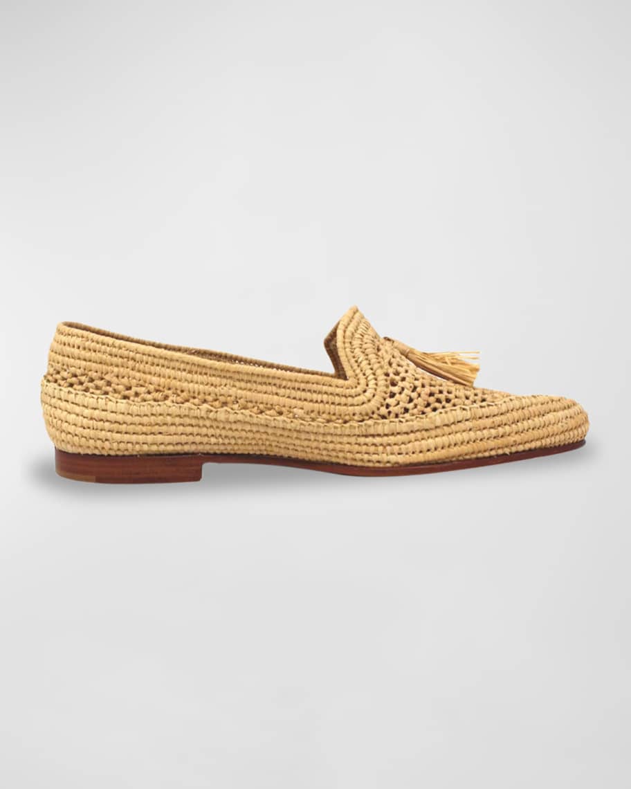 Carrie Forbes Mokka Raffia Tassel Loafers Neiman Marcus