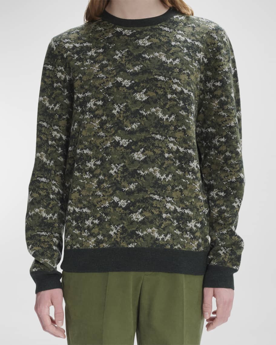 A.P.C. Men's Jacquard Camo Wool Sweater | Neiman Marcus