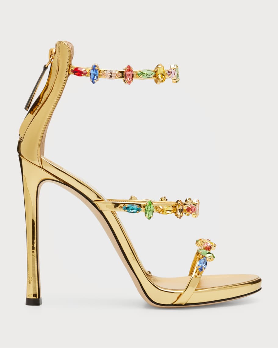 Giuseppe Zanotti Harmony Jeweled Metallic Three-Band Sandals