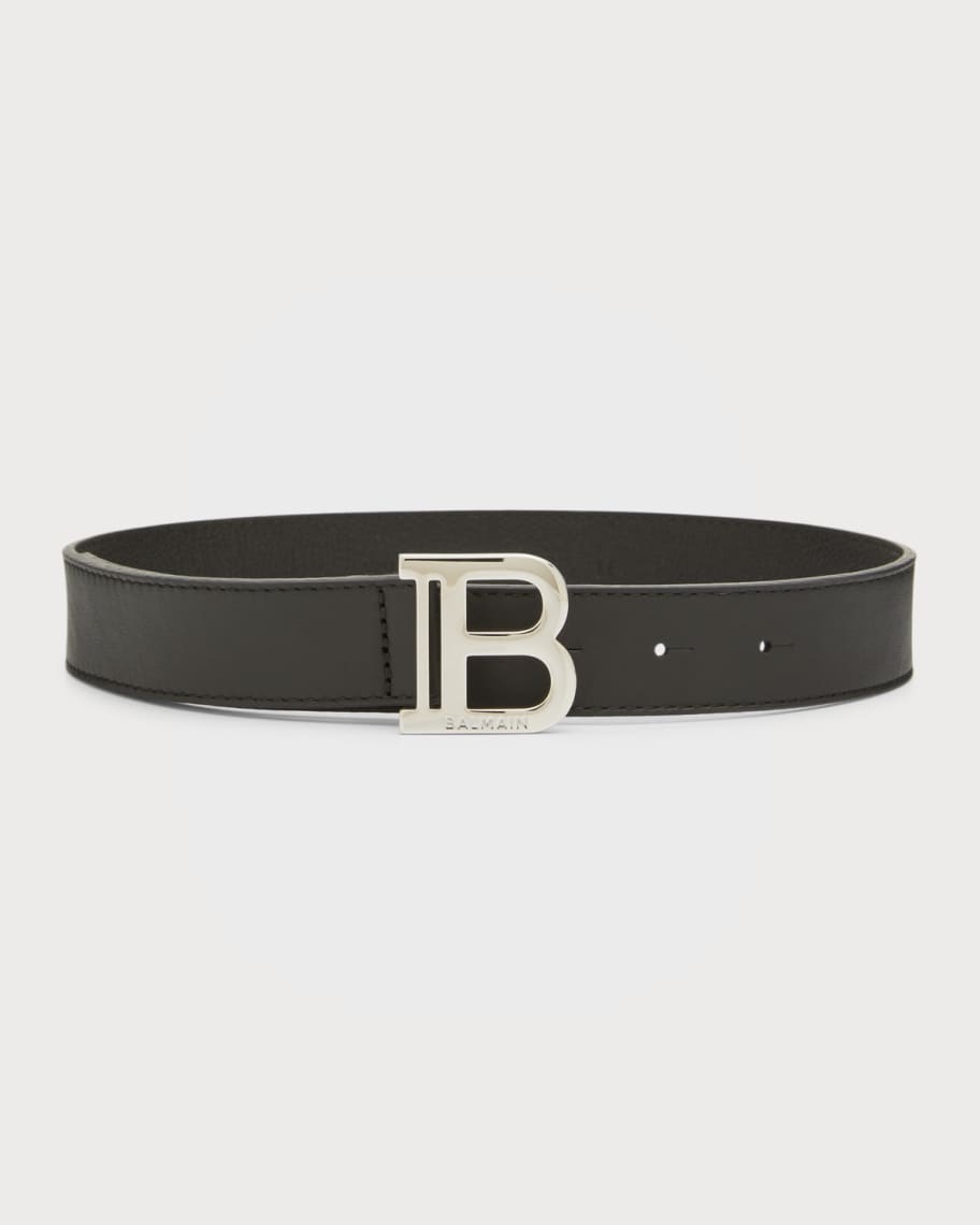 Balmain Kid s Logo Buckle Leather Belt Neiman Marcus