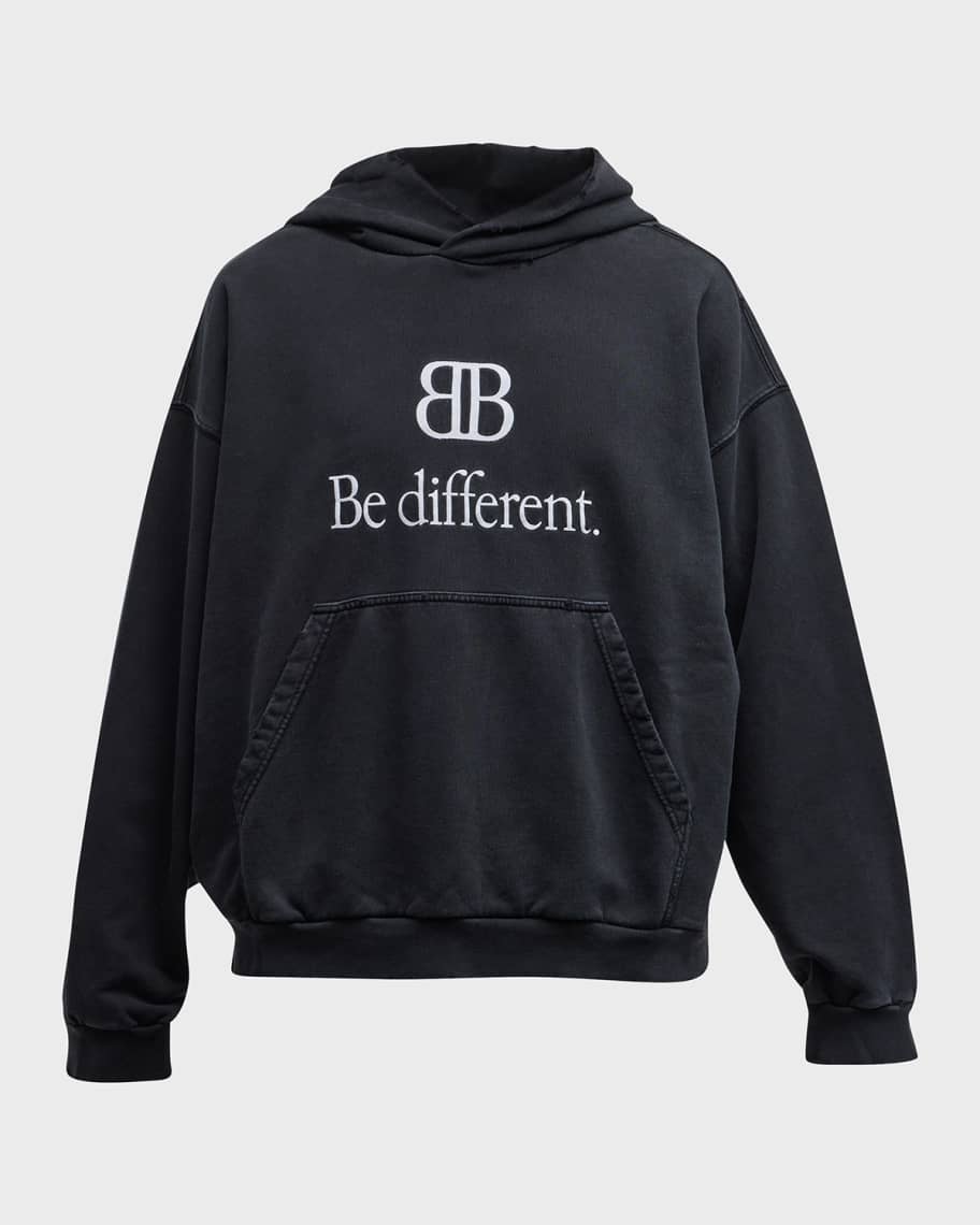Balenciaga Men's Be Different Pullover Hoodie | Neiman Marcus