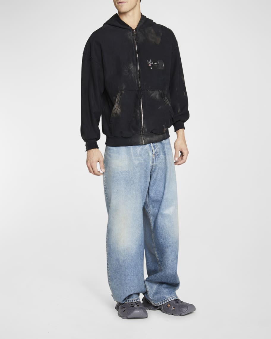 Distressed zip new arrivals up hoodie