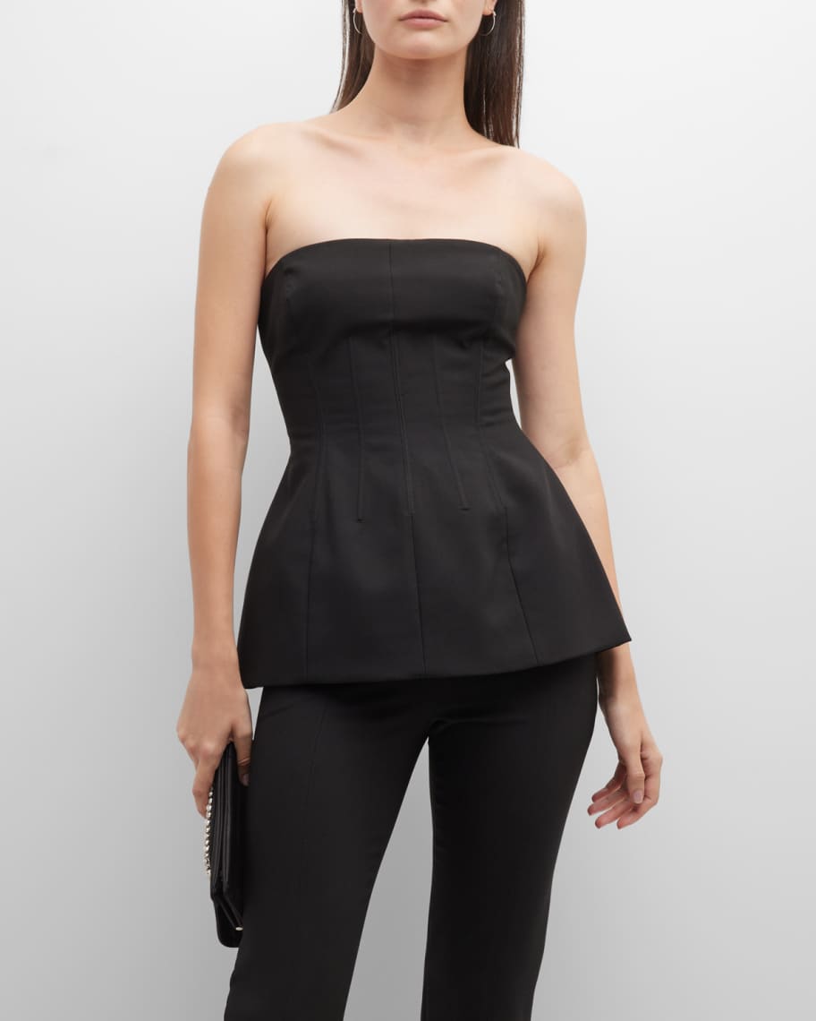 Lela Rose Strapless Peplum Bustier Top | Neiman Marcus