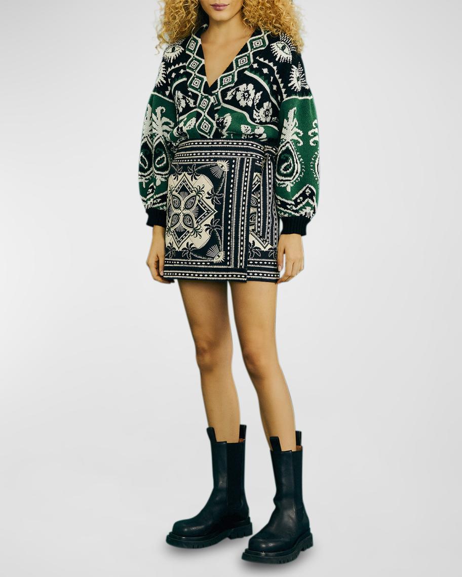 Farm Rio Mystic Scarf Mini Wrap Skirt | Neiman Marcus