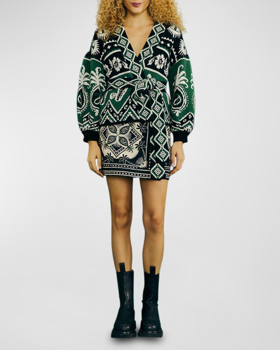Farm Rio Mystic Scarf Belted Cardigan | Neiman Marcus
