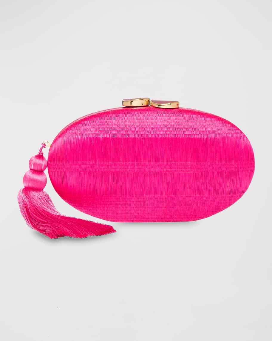 Rafe Joanna Straw Clutch Bag w/ Chain Strap Neiman Marcus