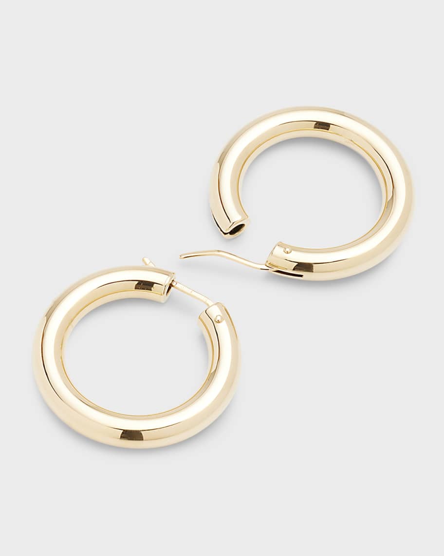 Image 3 of 5: 18K Yellow Gold Chubby Hoop Earrings, 28mm
