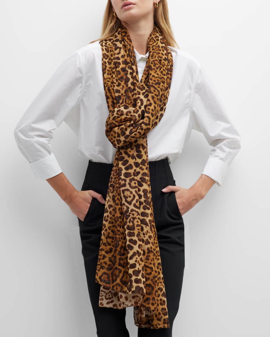 VALENTINO GARAVANI Fringed leopard-print cashmere and silk-blend