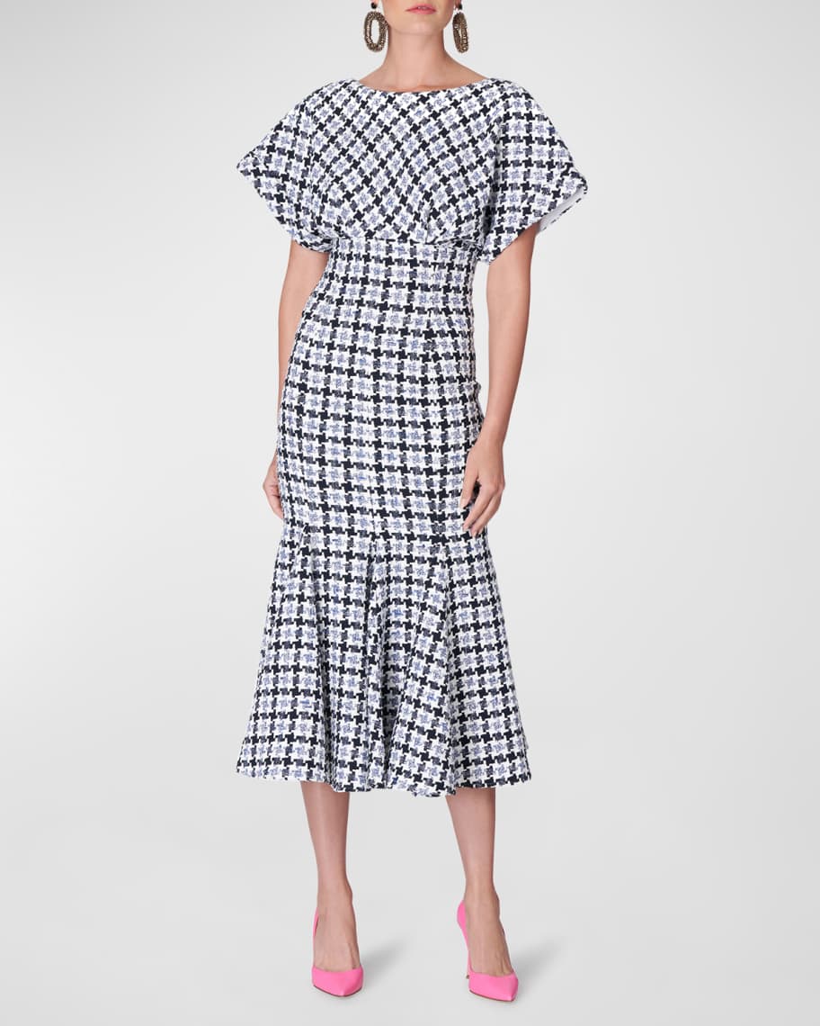 国内発| CAROLINA HERRERA Houndstooth ツイード ミディドレス 国内発| CAROLINA HERRERA Houndstooth ツイード ミディドレス