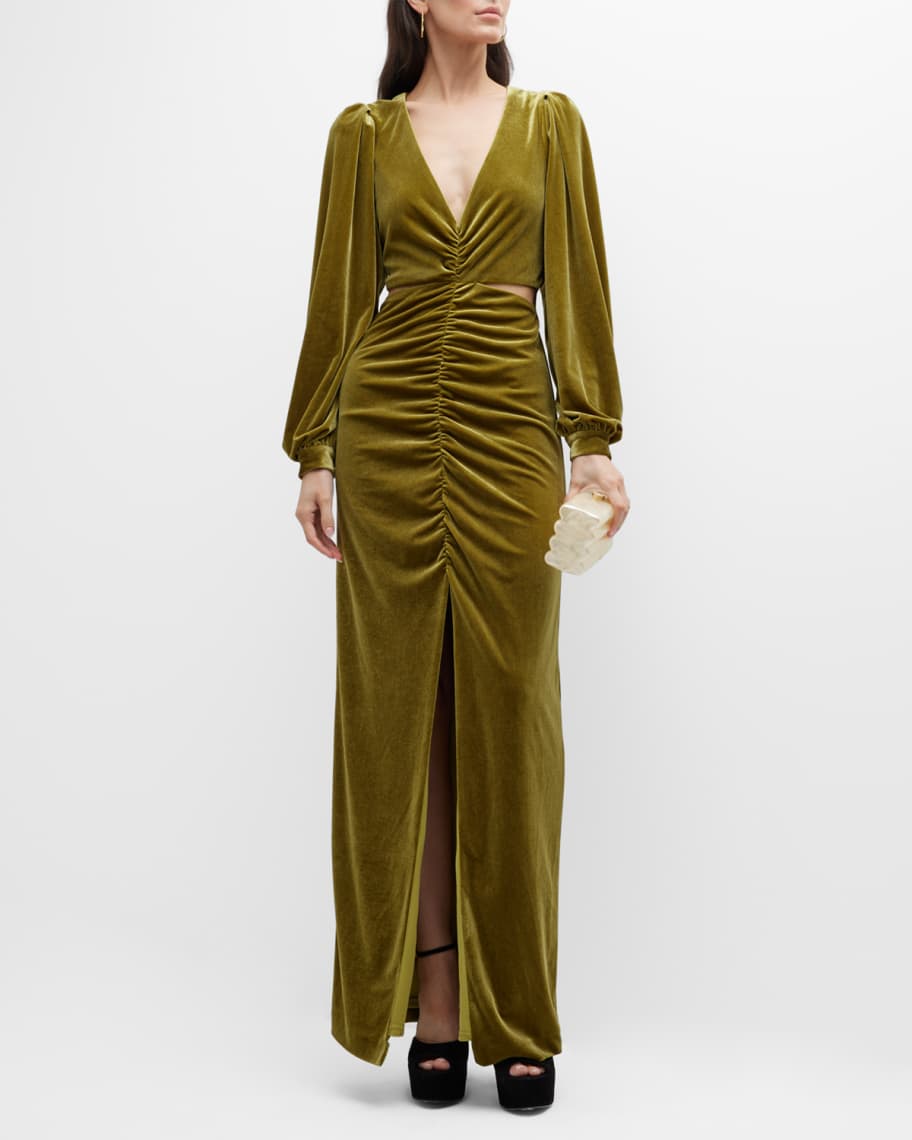 One33 Social Shirred Velvet Gown | Neiman Marcus