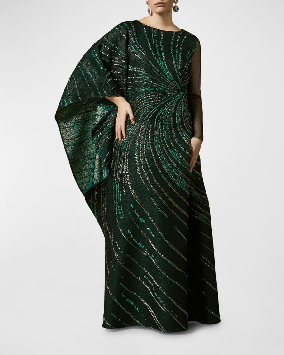 Marina Rinaldi Plus Size Domani Kimono-Sleeve Jacquard Dress