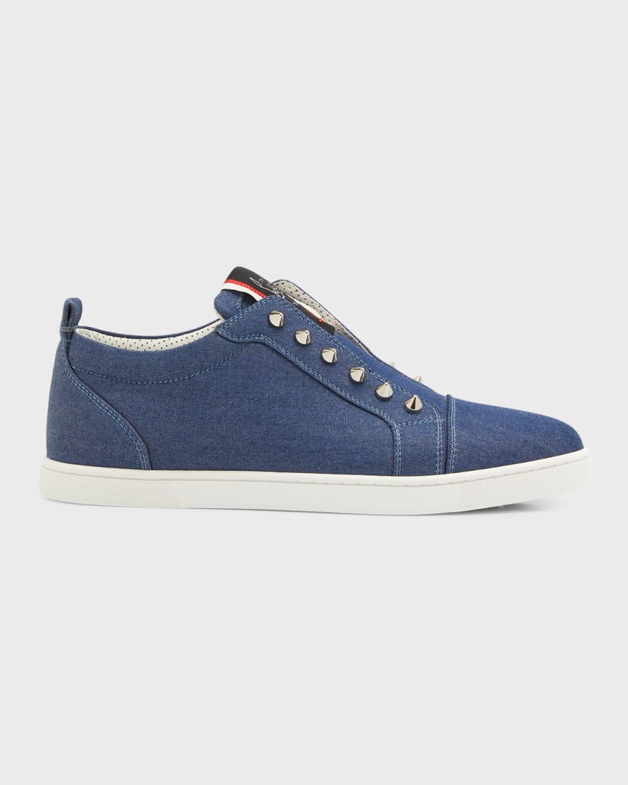Christian Louboutin Fique A Vontade Red Sole Denim Slip On