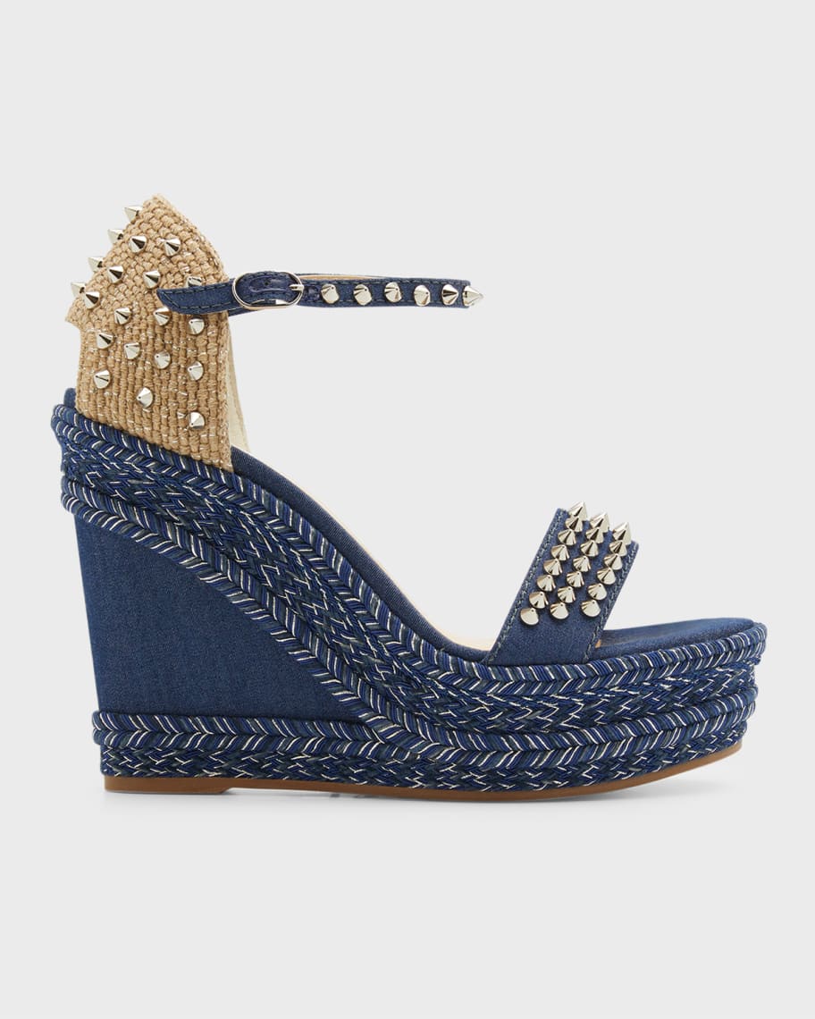 Christian Louboutin Mariza Denim Crisscross Espadrille Sandals Blue