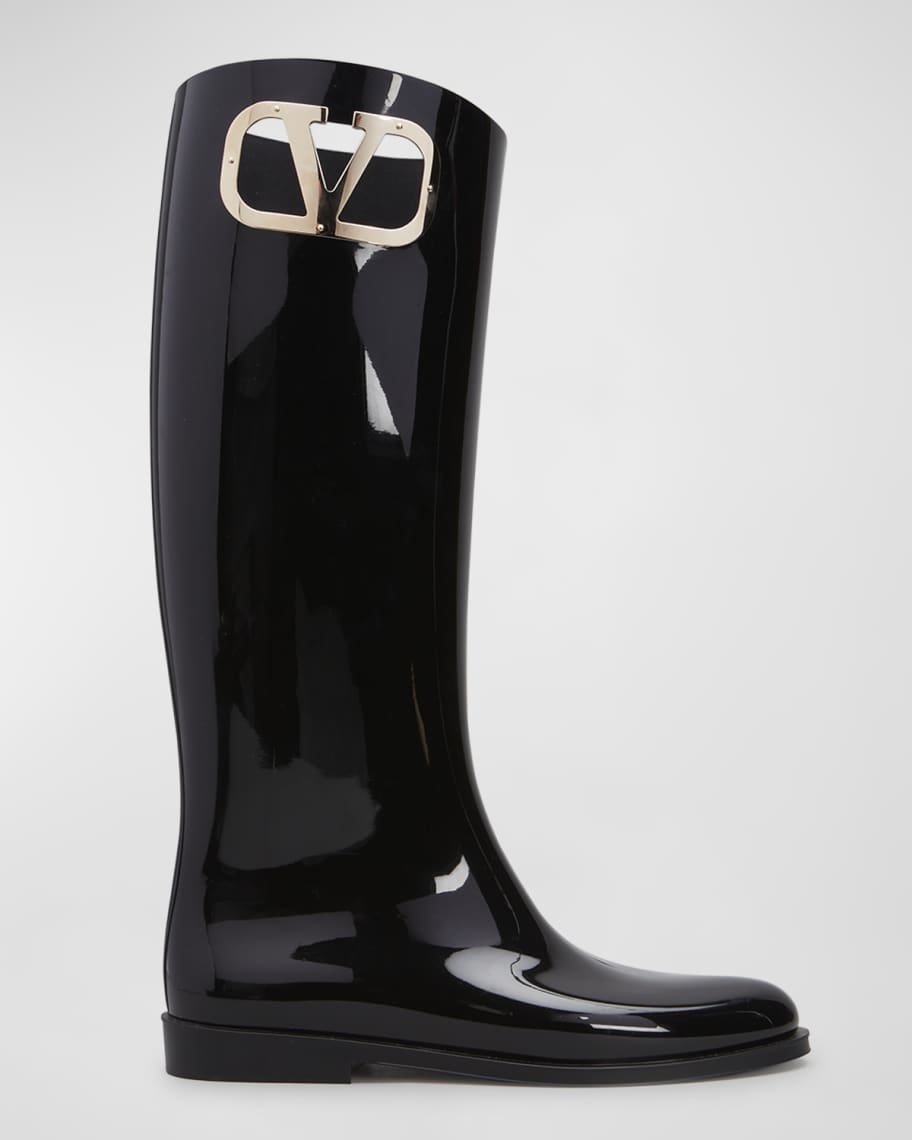 Valentino Garavani VLogo Tall Medallion Rain Boots | Neiman