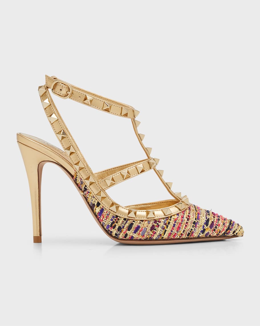 Valentino Garavani Rockstud Metallic T-Strap Pumps | Neiman Marcus