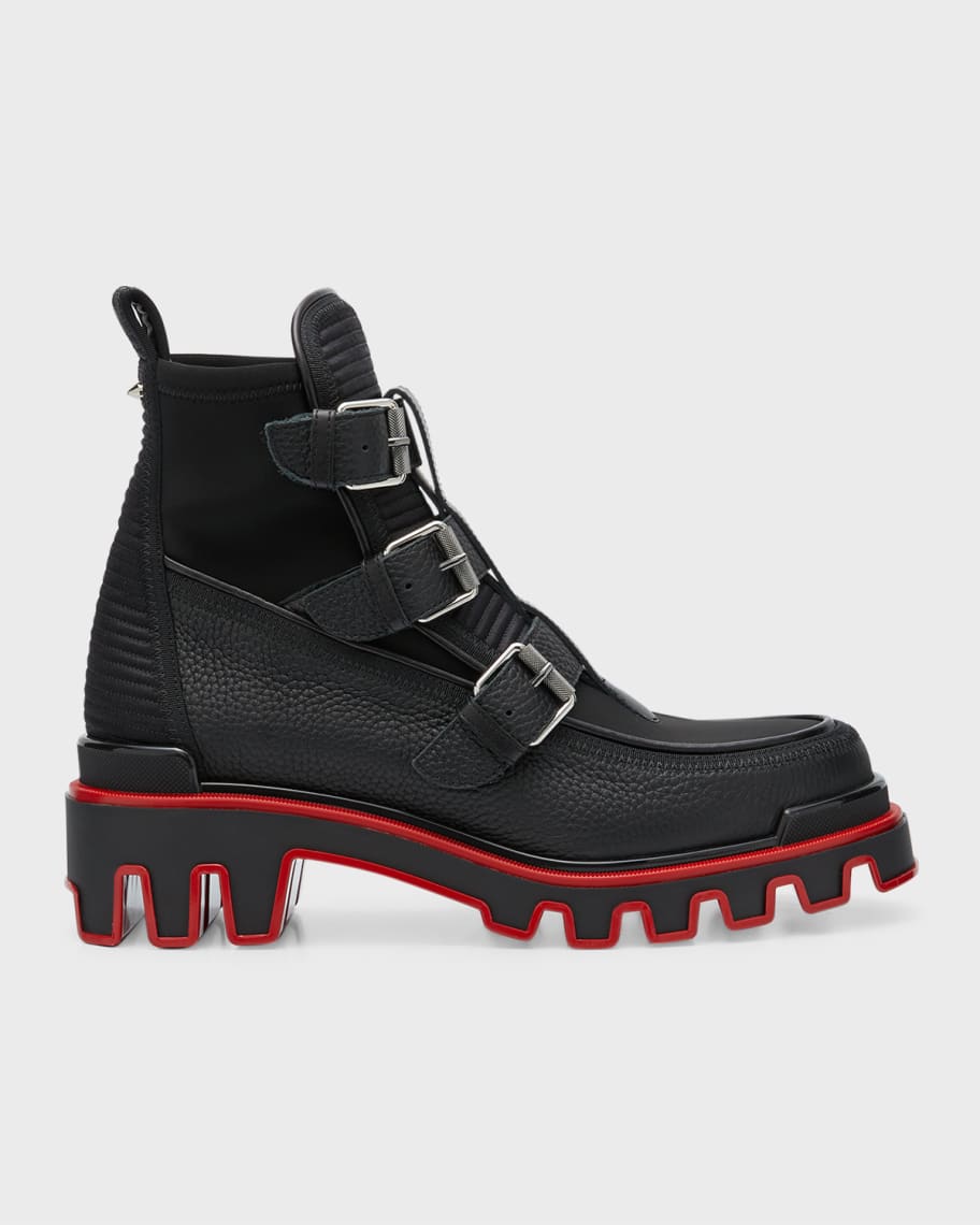 Christian Louboutin Men's Buckle Dune Leather Ankle Boots | Neiman Marcus