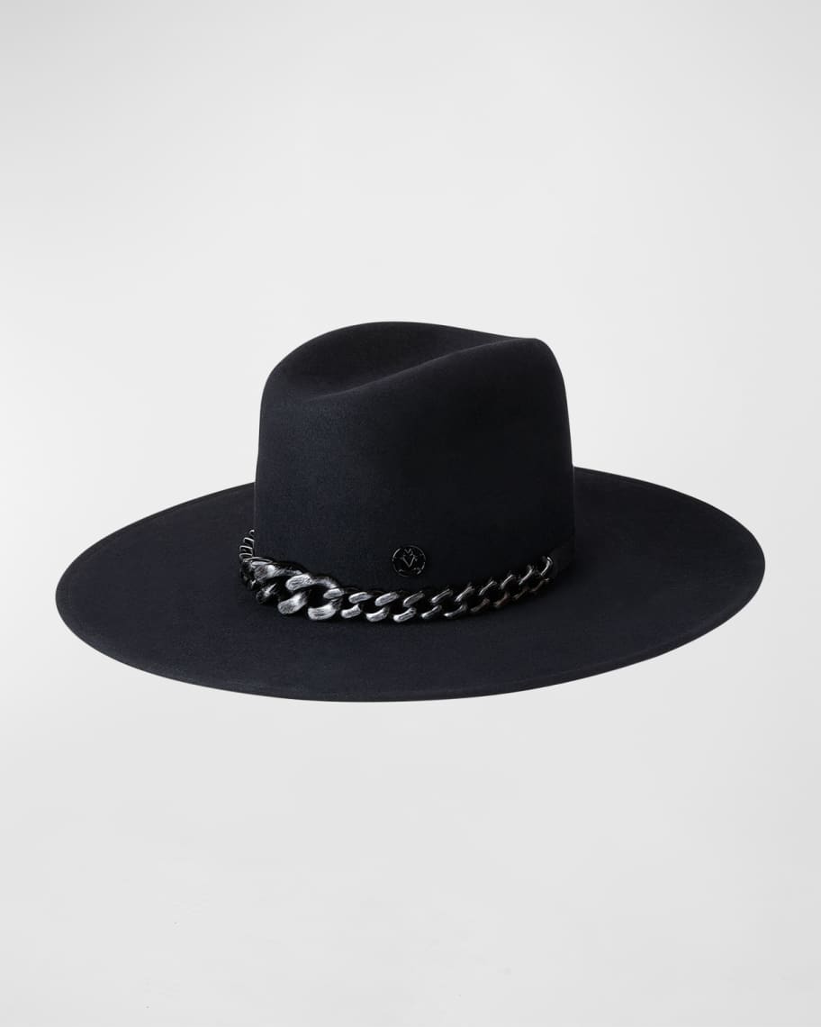 Maison Michel Eliza Textured Chain Wool Fedora Hat | Neiman Marcus
