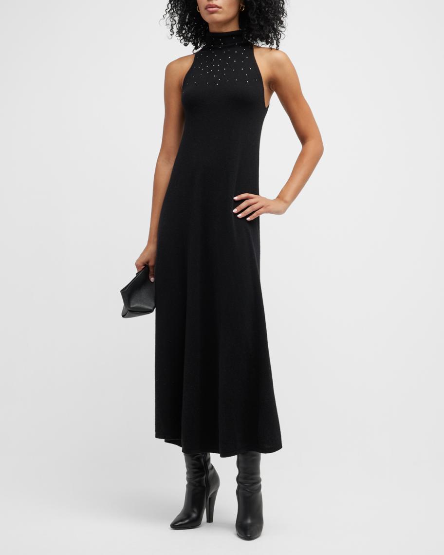 Autumn Cashmere Rhinestone Cashmere Turtleneck Midi Dress | Neiman Marcus