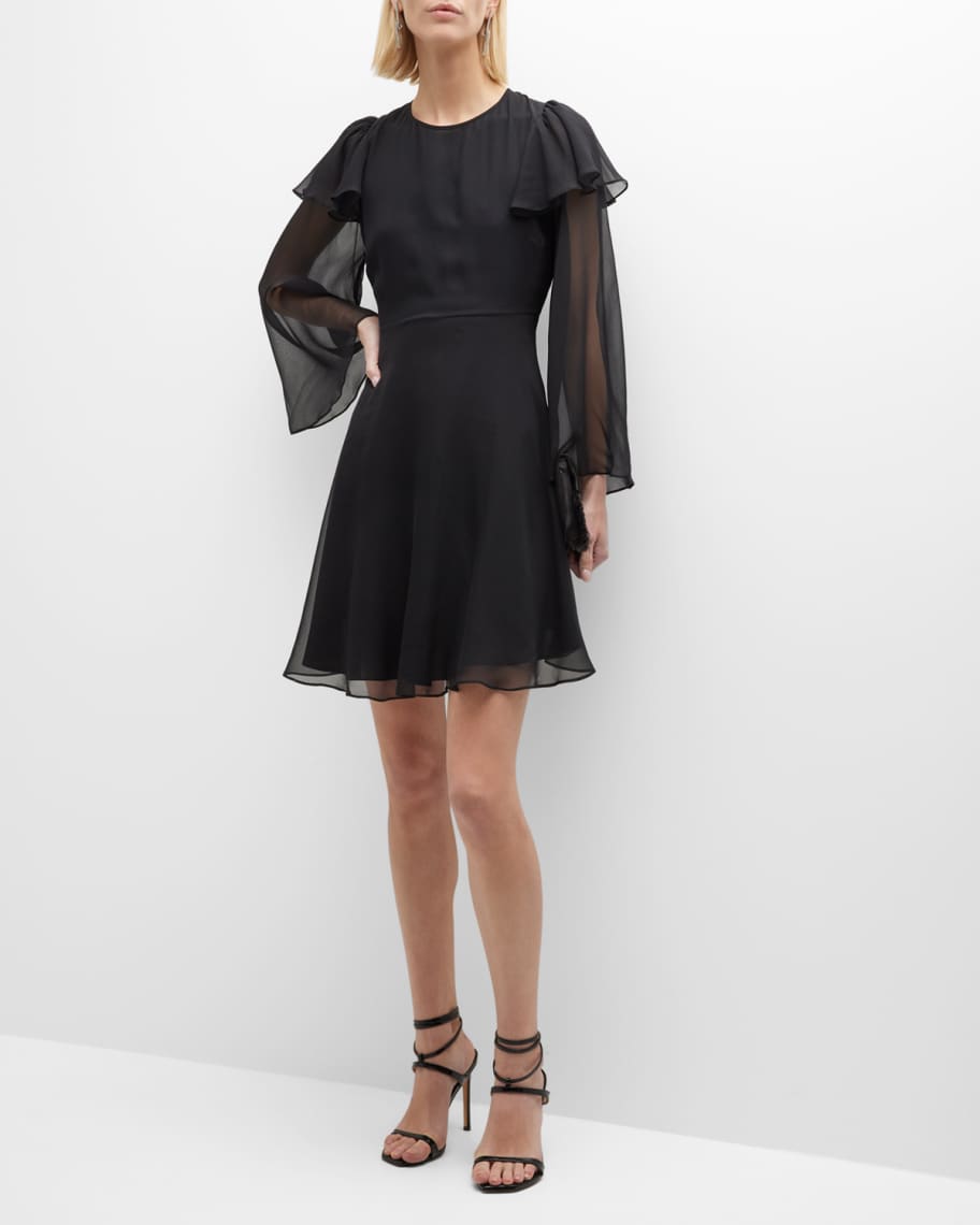 Rebecca taylor black ruffle dress deals