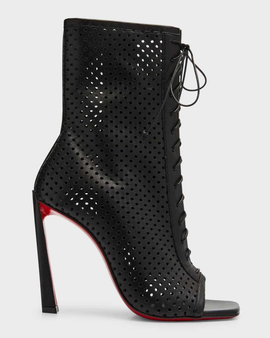 Christian Louboutin Red Padded Nylon Astro Puffer Ankle Boots