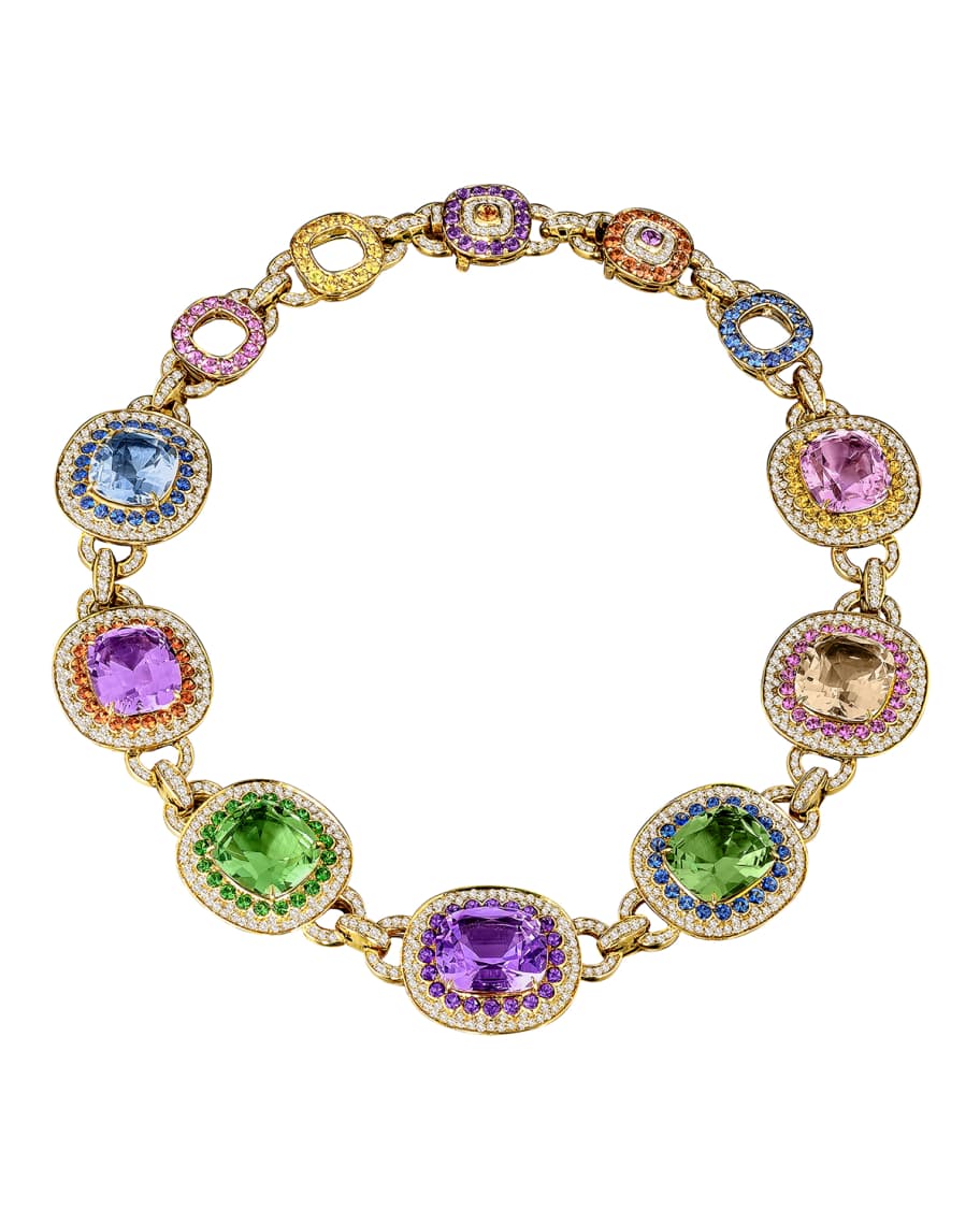 18k Gold Multi Stone Collar Necklace