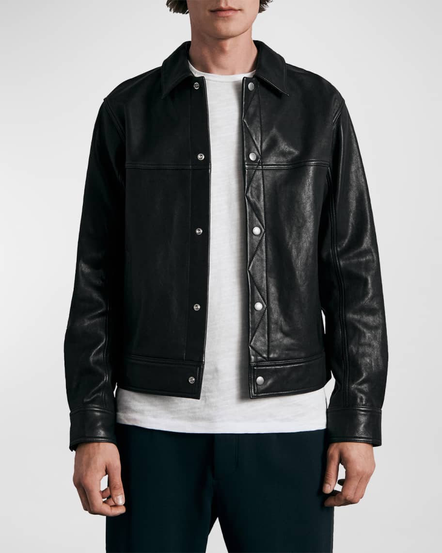 Rag & Bone Men's Owen Leather Trucker Jacket | Neiman Marcus
