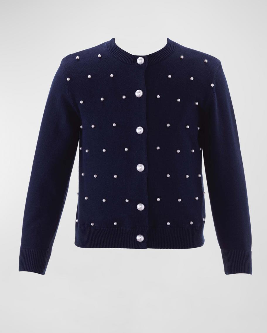 Rachel Riley Girl's Pearl Embellished Cardigan, Size 2-10 | Neiman Marcus