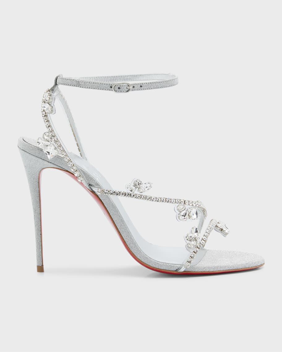 Christian Louboutin Joli Queen Glitter Leather Crystal Red Sole Sandals ...