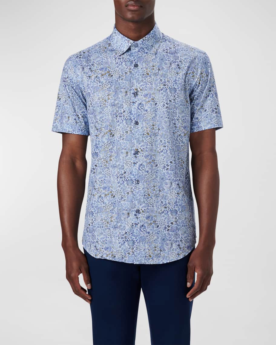 Bugatchi - Rufus Solid OoohCotton® Short Sleeve Crew - Lilac