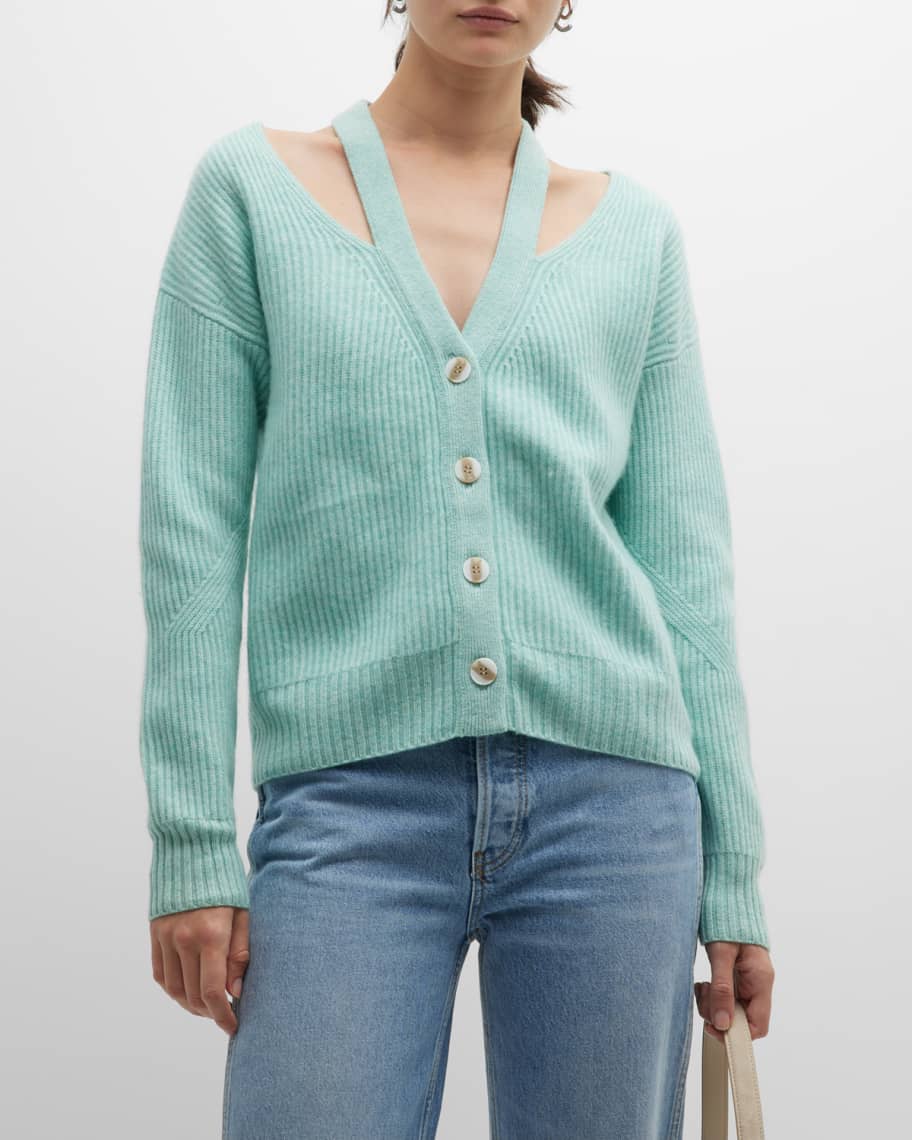 Giorgio Armani chunky-ribbed cashmere cardigan - Blue