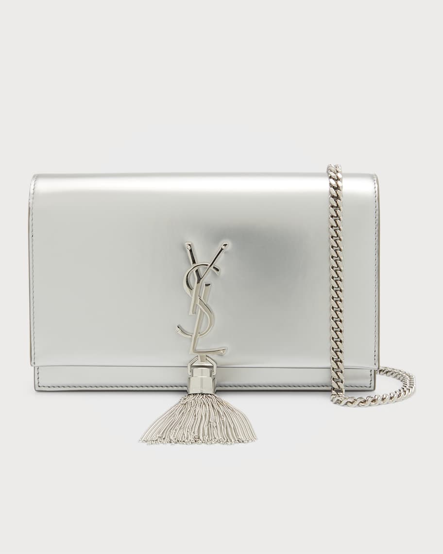 Saint Laurent YSL Quilted Metallic Leather Chain Wallet