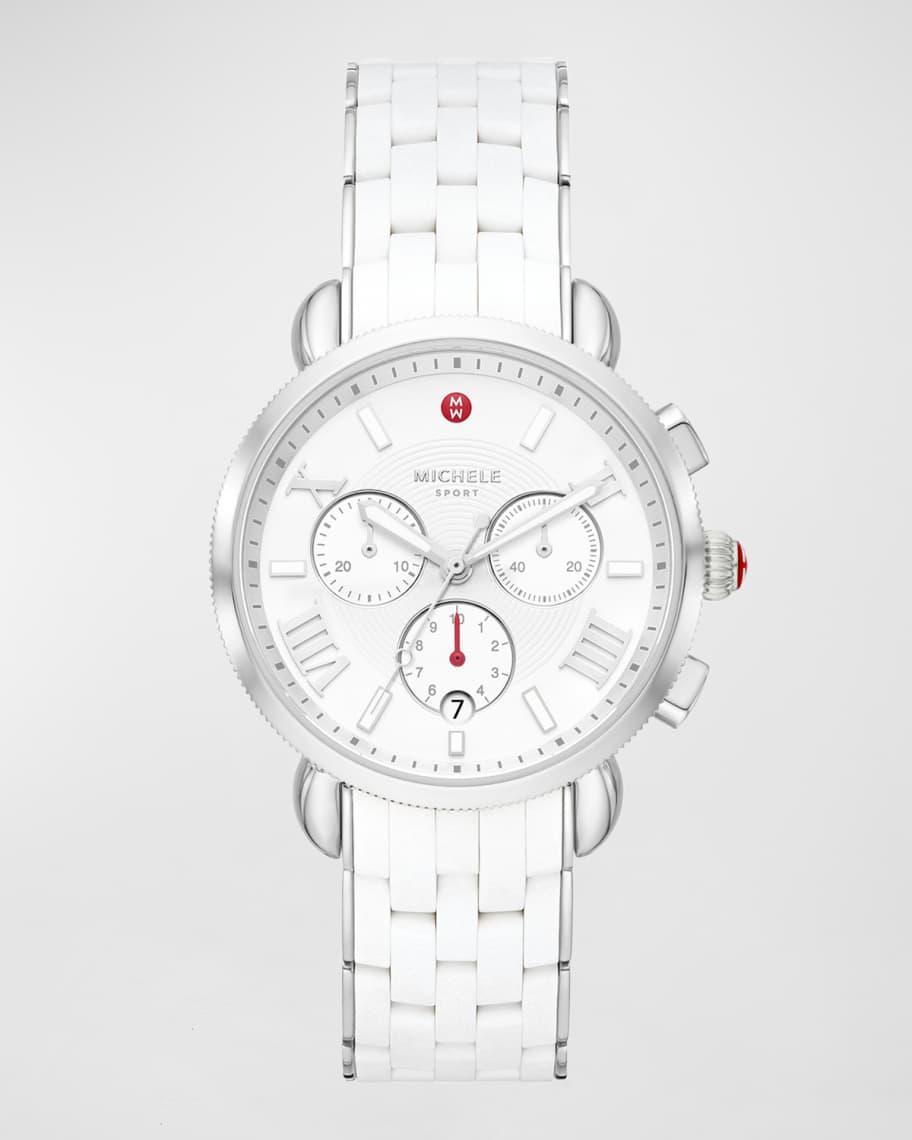 MICHELE Sporty Sport Sail Stainless Steel Watch with Silicone