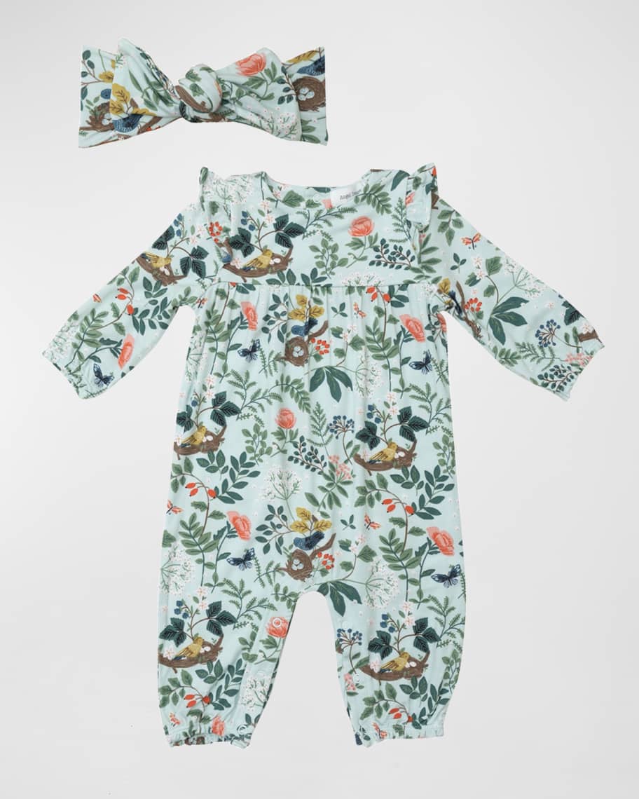 Angel Dear Girl's Woodland Bird Coverall W/ Headband, Size Newborn24M