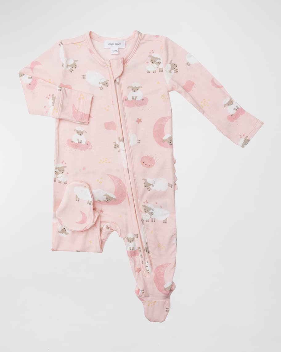 Angel Dear Girl's Baby Sheep 2Way ZipUp Footie, Size Newborn24M