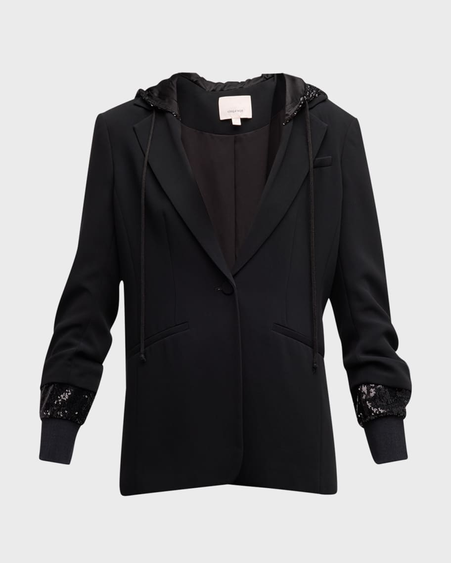 Image 2 of 6: Khloe Sequin Hooded Blazer