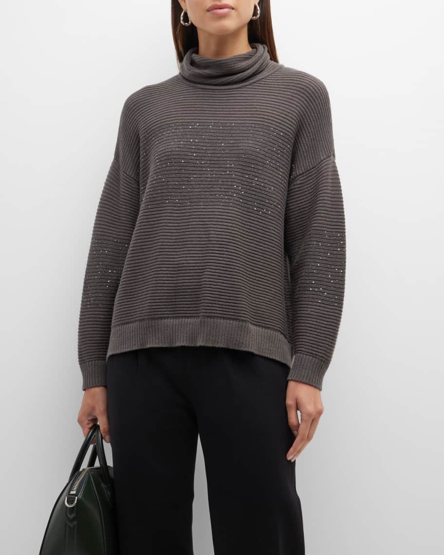 Misook Sequined RibKnit Turtleneck Tunic Neiman Marcus