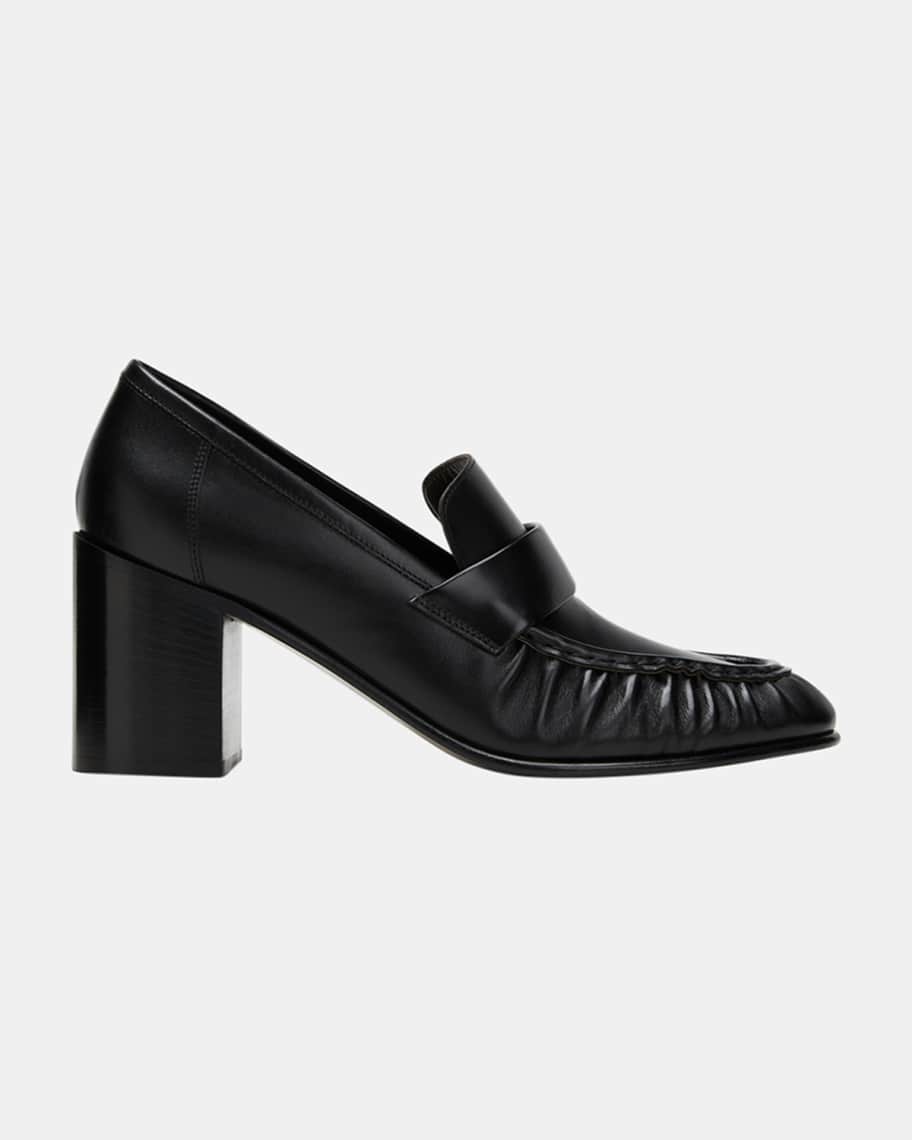 THE ROW Leather Heeled Loafer Pumps | Neiman Marcus