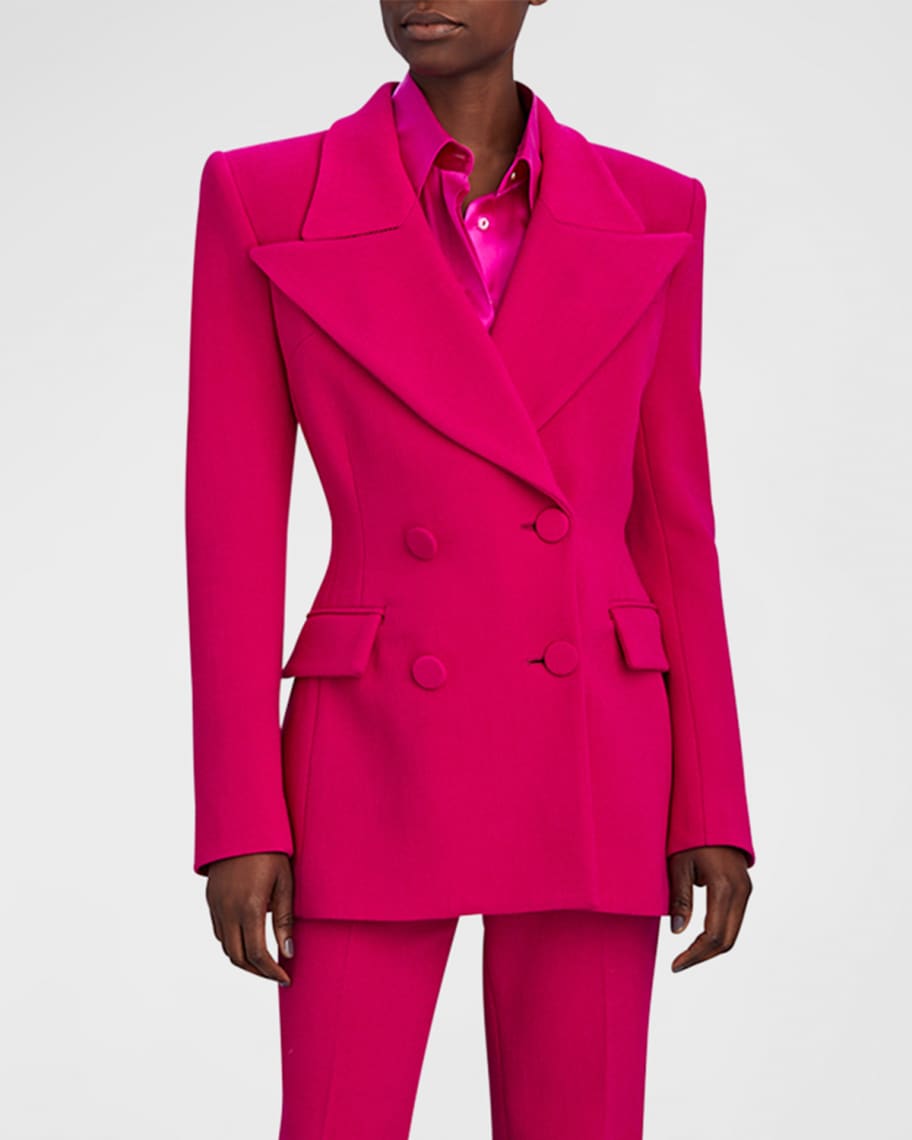 Sergio Hudson Double-Breasted Strong Blazer Jacket