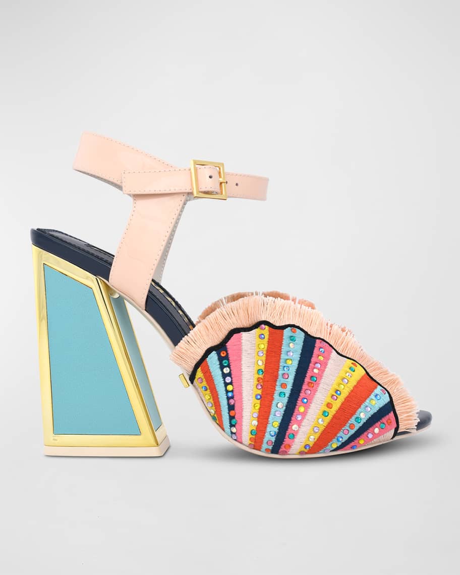Kat Maconie Ariel Multicolored Beaded AnkleStrap Sandals Neiman Marcus