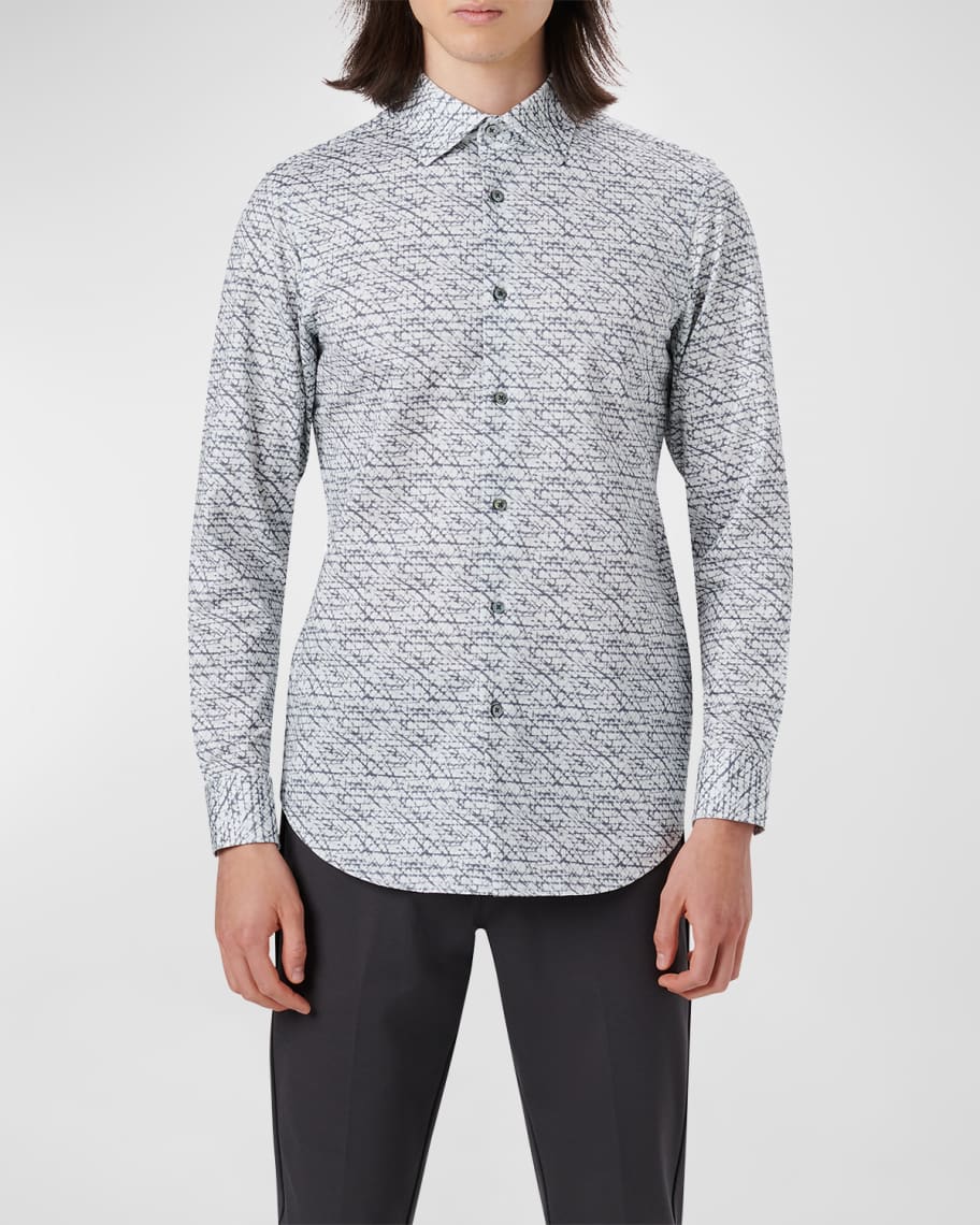 Bugatchi - James Abstract OoohCotton Shirt - Air Blue