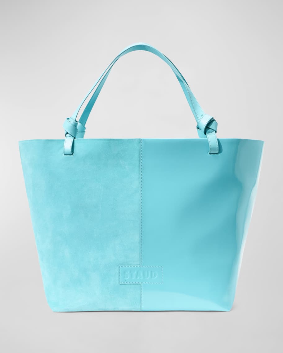 STAUD Ida Suede & Leather Tote Bag In Green