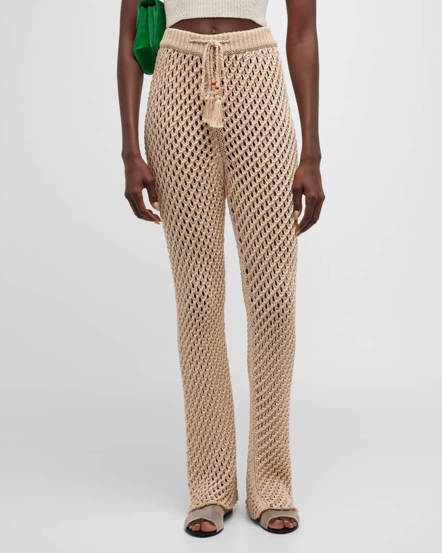 Alanui Mother Nature Crochet-Knit Straight-Leg Pants | Neiman Marcus
