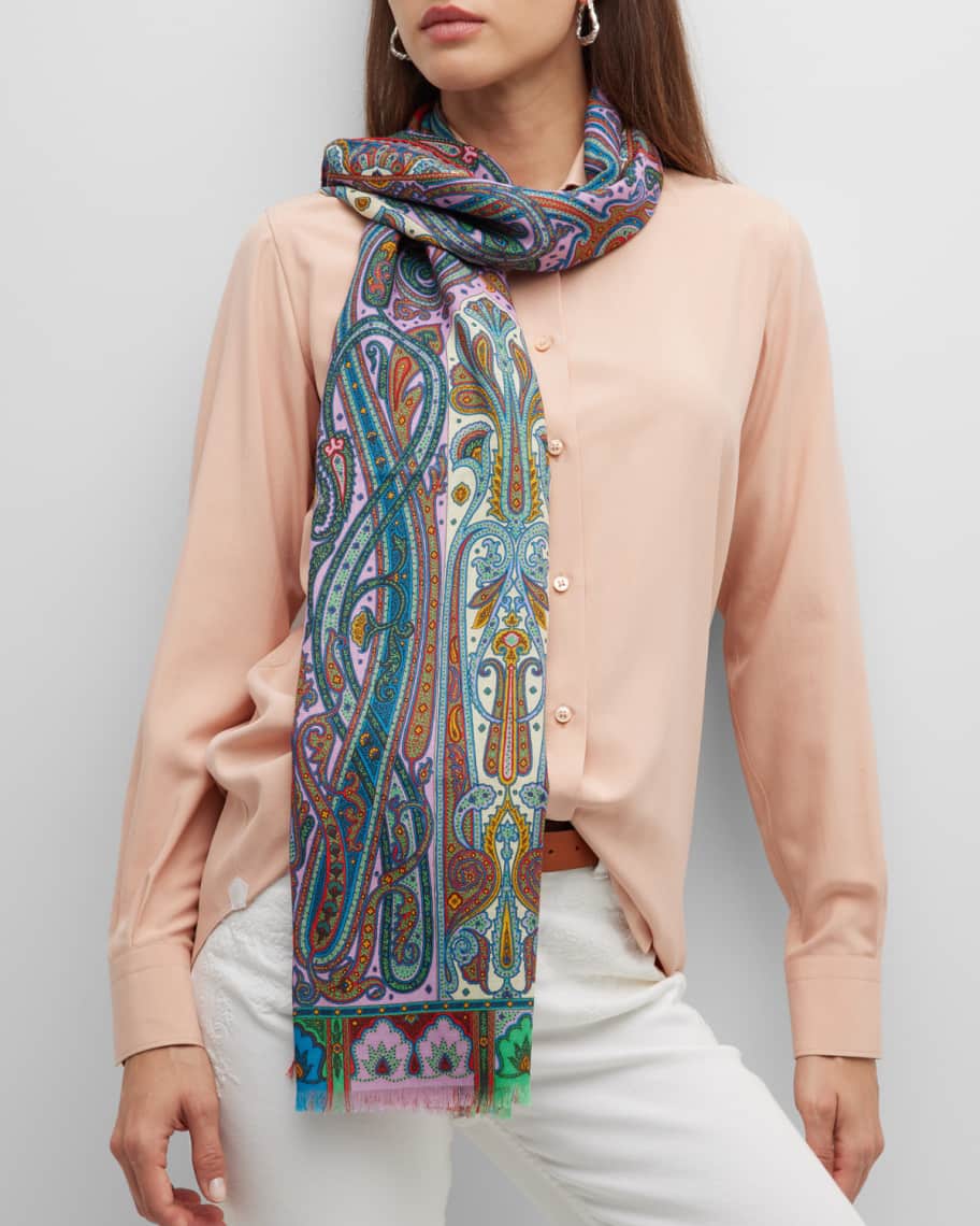 Monogram Silk Scarf in Multicoloured - Saint Laurent